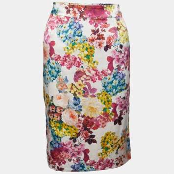 Pre Owned Dolce & Gabbana Multicolor Floral Printed Satin Skirt M