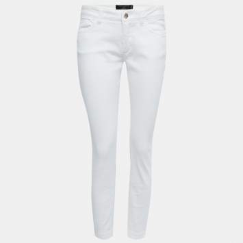 Pre Owned Dolce & Gabbana White Denim Pretty Skinny Jeans M Waist 30"