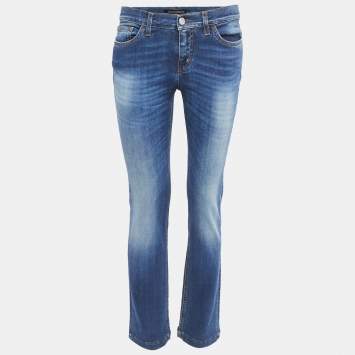 Pre Owned Dolce & Gabbana Blue Denim Girly Skinny Jeans M Waist 30"
