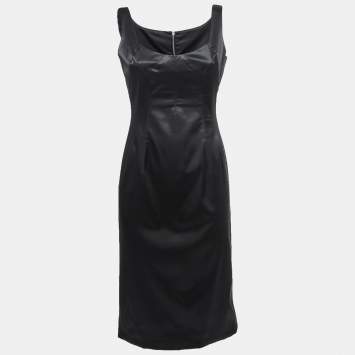 Pre Owned Dolce & Gabbana Black Stretch Satin Sleeveless Short Dress M