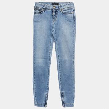 Pre Owned Dolce & Gabbana Blue Washed Denim Skinny Jeans S Waist 27"