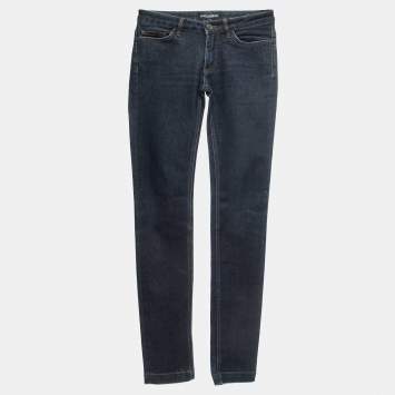 Pre Owned Dolce & Gabbana Navy Blue Denim Cute Jeans S Waist 26"
