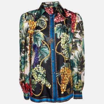 Pre Owned Dolce & Gabbana Multicolor Grape Printed Silk Shirt S