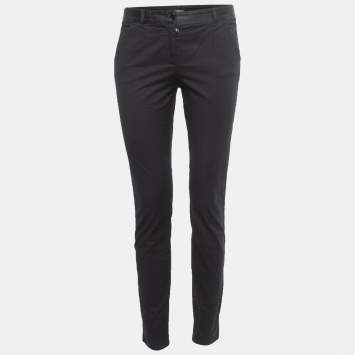 Pre Owned Dolce & Gabbana Black Cotton Zip Hem Detail Pants S