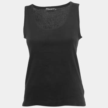 Pre Owned Dolce & Gabbana Black Cotton Knit Tank Top M