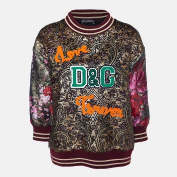 Pre Owned Dolce & Gabbana Multicolor Lurex Brocade Embellished Sweatshirt M
