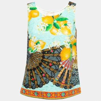 Pre Owned Dolce & Gabbana Multicolor Jacquard Sleeveless Top S