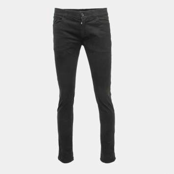 Pre Owned Dolce & Gabbana Dark Green Cotton 14 Stretch Trousers M