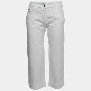 Pre Owned Dolce & Gabbana White Denim Culottes M Waist 30" 