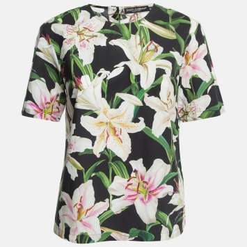 Pre Owned Dolce & Gabbana Multicolor Floral Print Cotton Blouse M