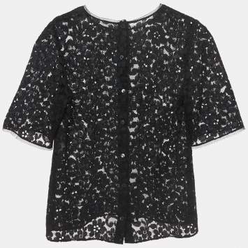 Pre Owned Dolce & Gabbana Black Floral Lace Relaxed Fit Blouse M