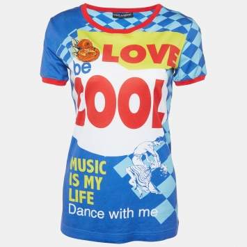 Pre Owned Dolce & Gabbana Multicolor Printed Cotton Knit T-Shirt M