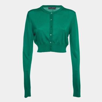 Pre Owned Dolce & Gabbana Green Knit Buttoned Cardigan L