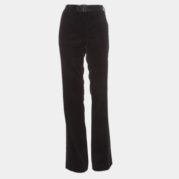 Pre Owned Dolce & Gabbana Black Velvet Trousers M