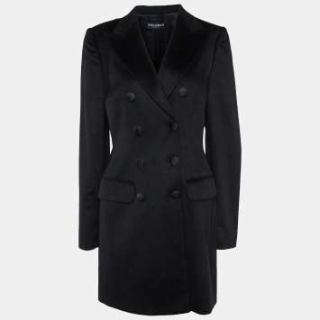 Pre Owned Dolce & Gabbana Black Cashmere Double-Breasted Coat L