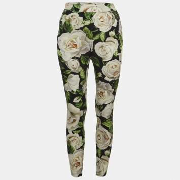 Pre Owned Dolce & Gabbana Multicolor Floral Printed Silk Trousers S