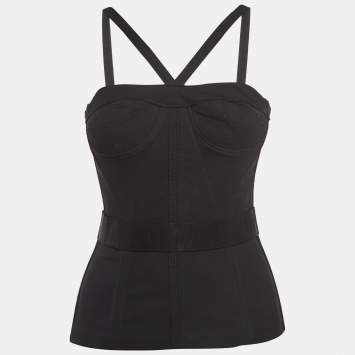 Pre Owned Dolce & Gabbana Black Silk Strappy Corset Top S