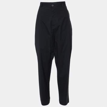 Pre Owned Dolce & Gabbana Black Pinstriped Cotton Tapered Trousers XXL
