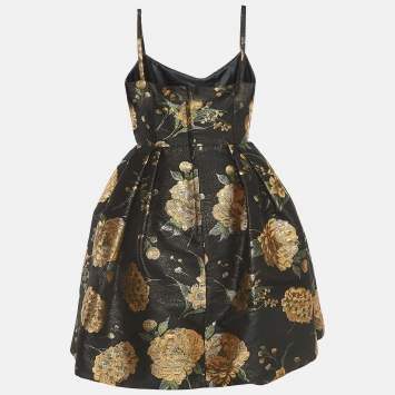 Pre Owned Dolce & Gabbana Black/Metallic Jacquard Embellished Mini Dress S