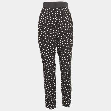 Pre Owned Dolce & Gabbana Black Dotted Crepe Pants M