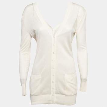 Pre Owned Dolce & Gabbana Cream Knit Back and Front Buttoned Cardigan S