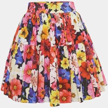 Pre Owned Dolce & Gabbana Multicolor Floral Printed Cotton Poplin Short Skirt S