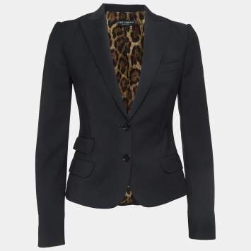 Pre Owned Dolce & Gabbana Black Gabardine Single Breasted Blazer S