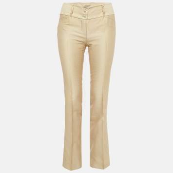 مملوكة مسبقًا Dolce & Gabbana Gold Cotton and Silk Trousers S