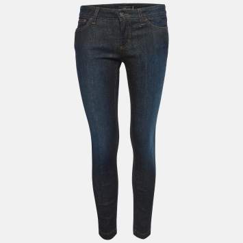 Pre Owned Dolce & Gabbana Pretty Navy Washed Denim Skinny Jeans S Waist 28"