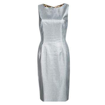 Pre Owned Dolce & Gabbana Silver Sleeveless Sheath Dress S