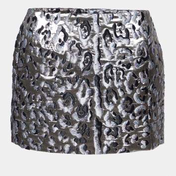 Pre Owned Dolce & Gabbana Metallic Animal Pattern Lurex Mini Skirt M
