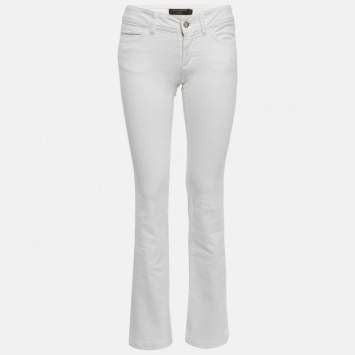 Pre Owned Dolce & Gabbana White Denim Flared Jeans S Waist 25"