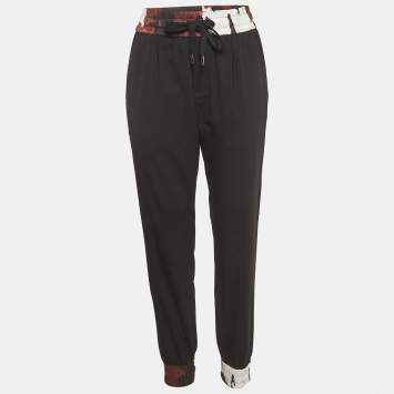 Pre Owned Dolce & Gabbana Black Wool Blend Contrast Trim Track Pants M