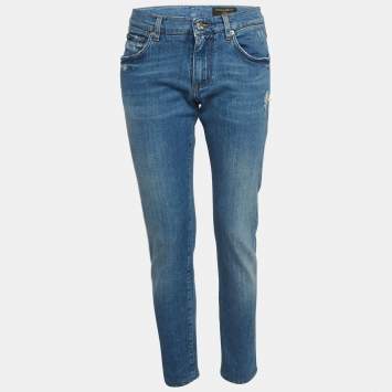 مملوكة مسبقًا Dolce & Gabbana Blue Distressed Denim Jeans M Waist 30"