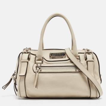 Pre Owned Dolce & Gabbana Off White Leather Miss Easy Way Satchel