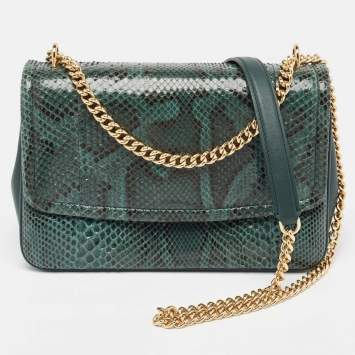 Pre Owned Dolce & Gabbana Green Python Miss Margarita Shoulder Bag