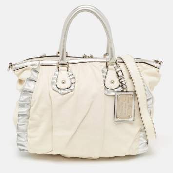 Pre Owned Dolce & Gabbana White Leather Miss Rouche Shoulder Bag