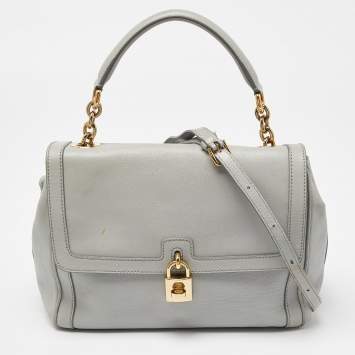 Pre Owned Dolce & Gabbana Grey Leather Padlock Top Handle Bag