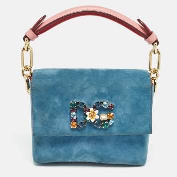 مملوكة مسبقًا Dolce & Gabbana Blue Suede and Leather DG Millennials Top Handle Bag