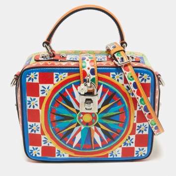 مملوكة مسبقًا Dolce & Gabbana Multicolor Leather Teatro dei Pupi Dolce Box Top Handle Bag