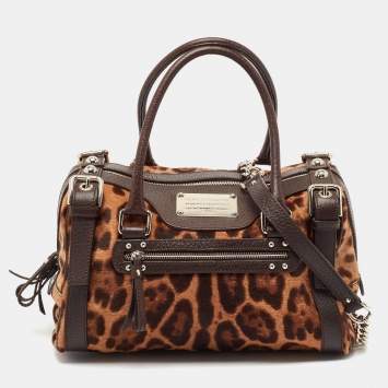 Pre Owned Dolce & Gabbana Brown Leopard Print Calf Hair Miss Easy Way Satchel