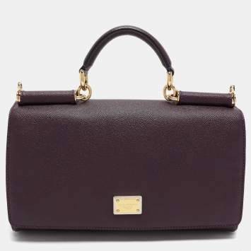 Pre Owned Dolce & Gabbana Purple Leather Miss Sicily Von Top Handle Bag
