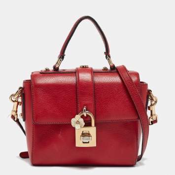 Pre Owned Dolce & Gabbana Red Leather Soft Dolce Top Handle Bag