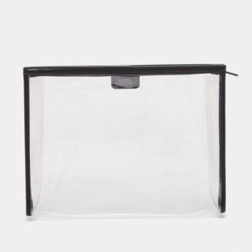 Pre Owned Dolce & Gabbana Black/Transparent Leather and PVC Zip Pouch