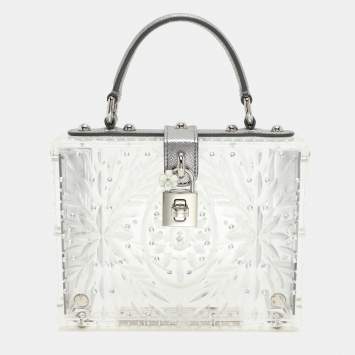 Pre Owned Dolce & Gabbana Silver Plexiglass Cinderella Top Handle Bag