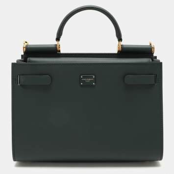 Pre Owned Dolce & Gabbana Green Leather Sicily 62 Satchel
