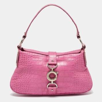 Pre Owned Dolce & Gabbana Pink Alligator Hobo
