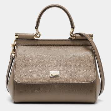 Pre Owned Dolce & Gabbana Brown Leather Small Miss Sicily Top Handle Bag