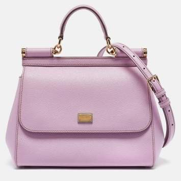 Pre Owned Dolce & Gabbana Lilac Leather Medium Miss Sicily Top Handle Bag