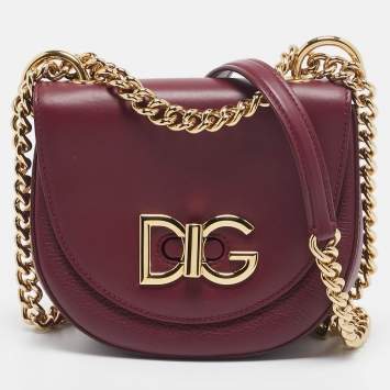 Pre Owned Dolce & Gabbana Burgundy Leather Wifi Shoulder Bag